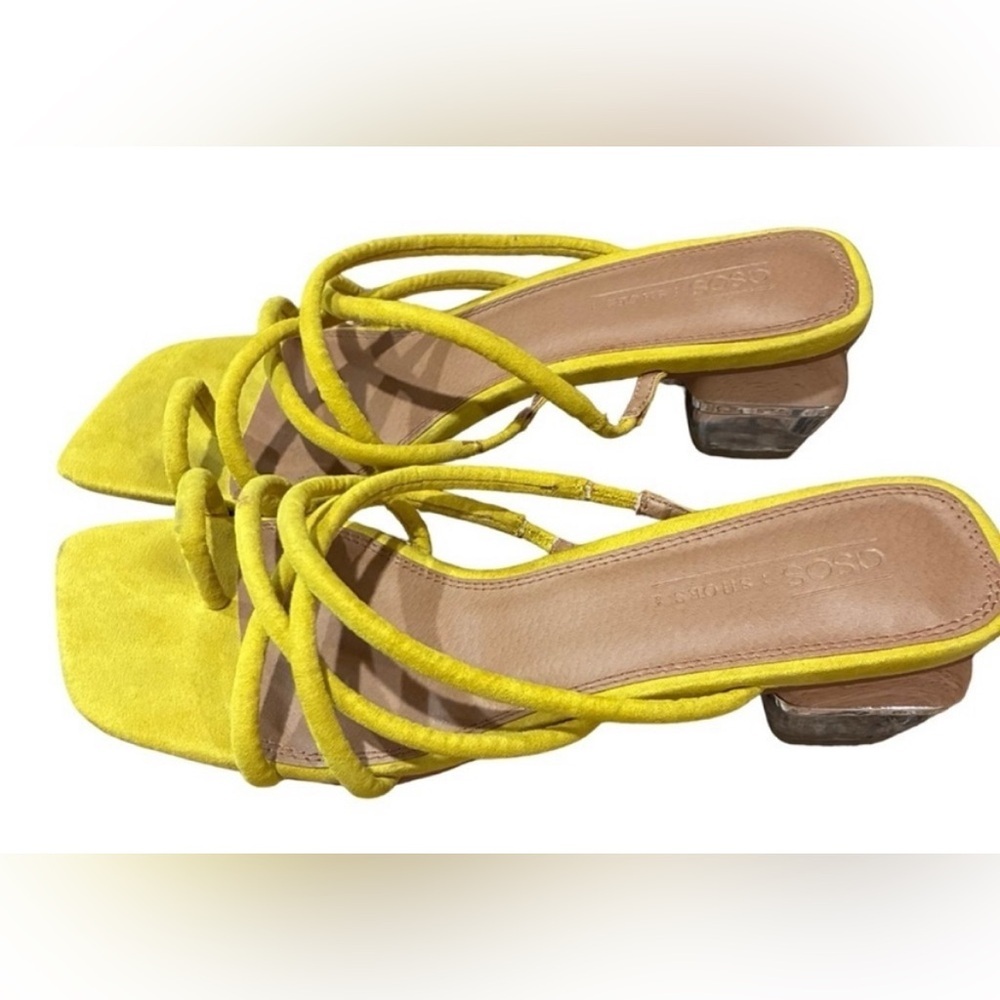 ASOS Hawaii Strappy Transparent Block Heeled
Sandals Yellow